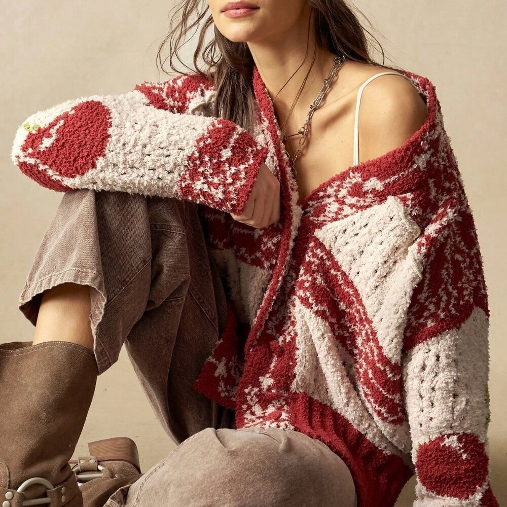 Multicolor Casual Women's Christmas Boho Cardigan - Picture 6 of 10